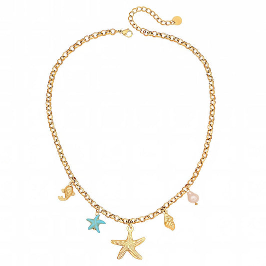 Collier Charms étoiles de mer - MARINA - Brume d'Or