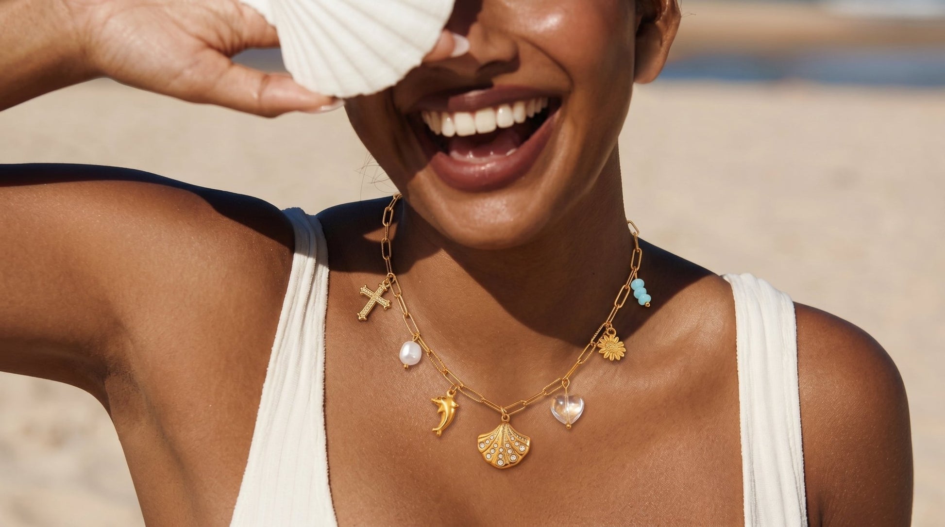 Collier coquillage - JULIE - Brume d'Or