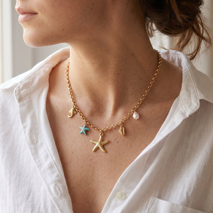 Collier Charms étoiles de mer - MARINA - Brume d'Or