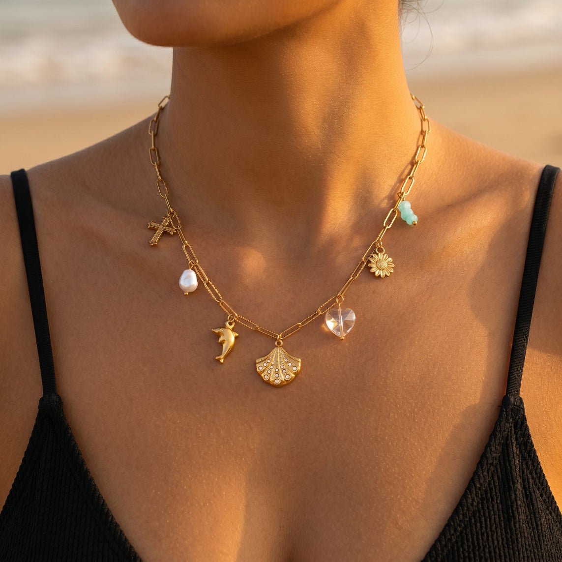 Collier coquillage - JULIE - Brume d'Or