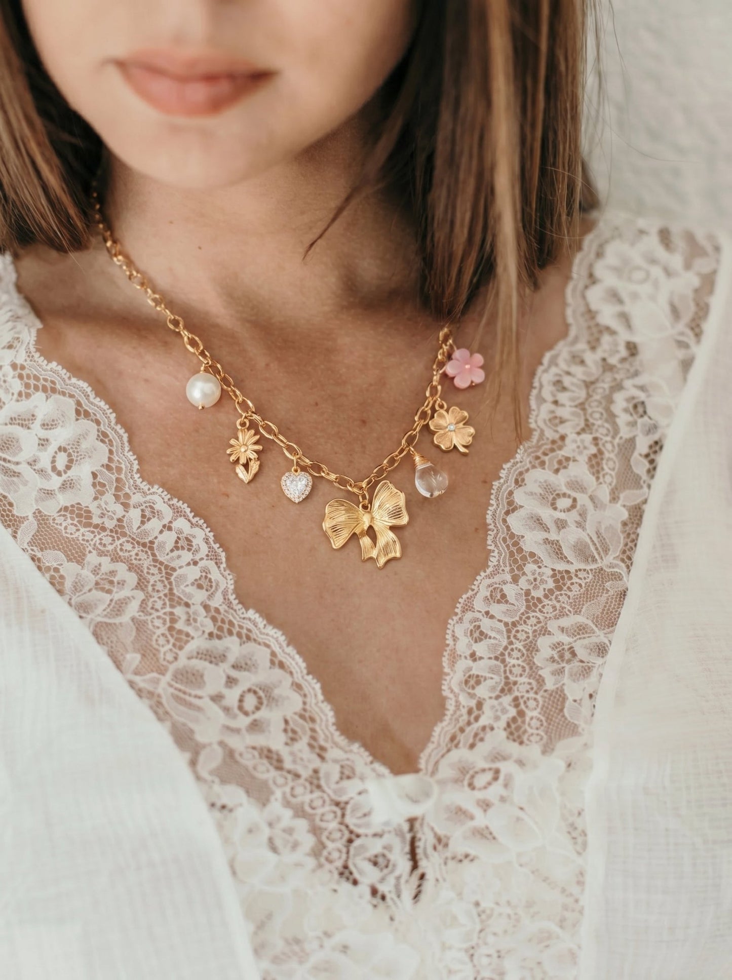 Collier Charms Ruban - MAEYRA - Brume d'Or