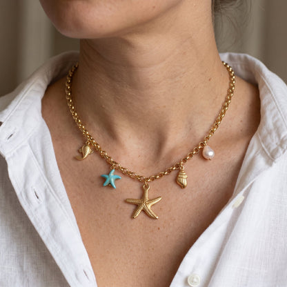 Collier Charms étoiles de mer - MARINA - Brume d'Or